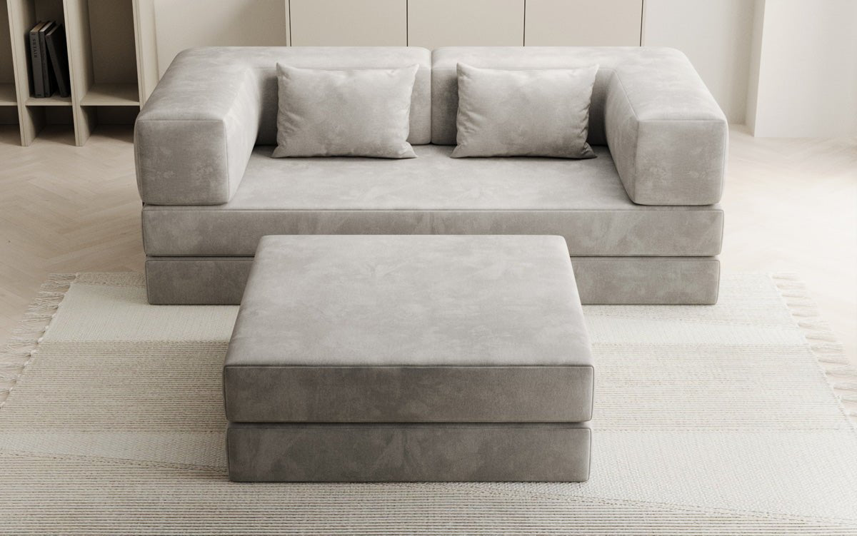 Lazy Spar-Set: 3-Sitzer + Hocker in Samt