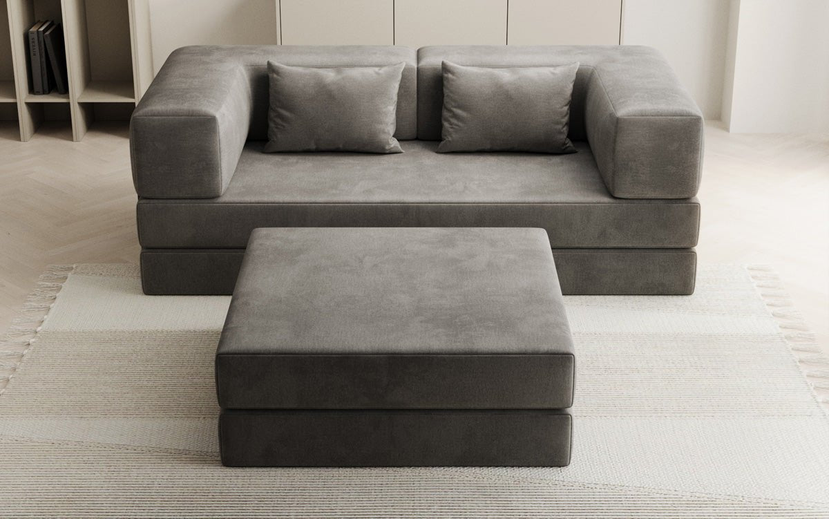 Lazy Spar-Set: 3-Sitzer + Hocker in Samt