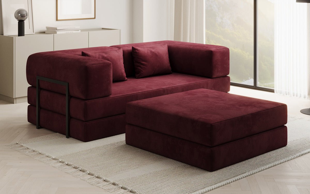 Lazy Spar-Set: 3-Sitzer + Hocker in Samt