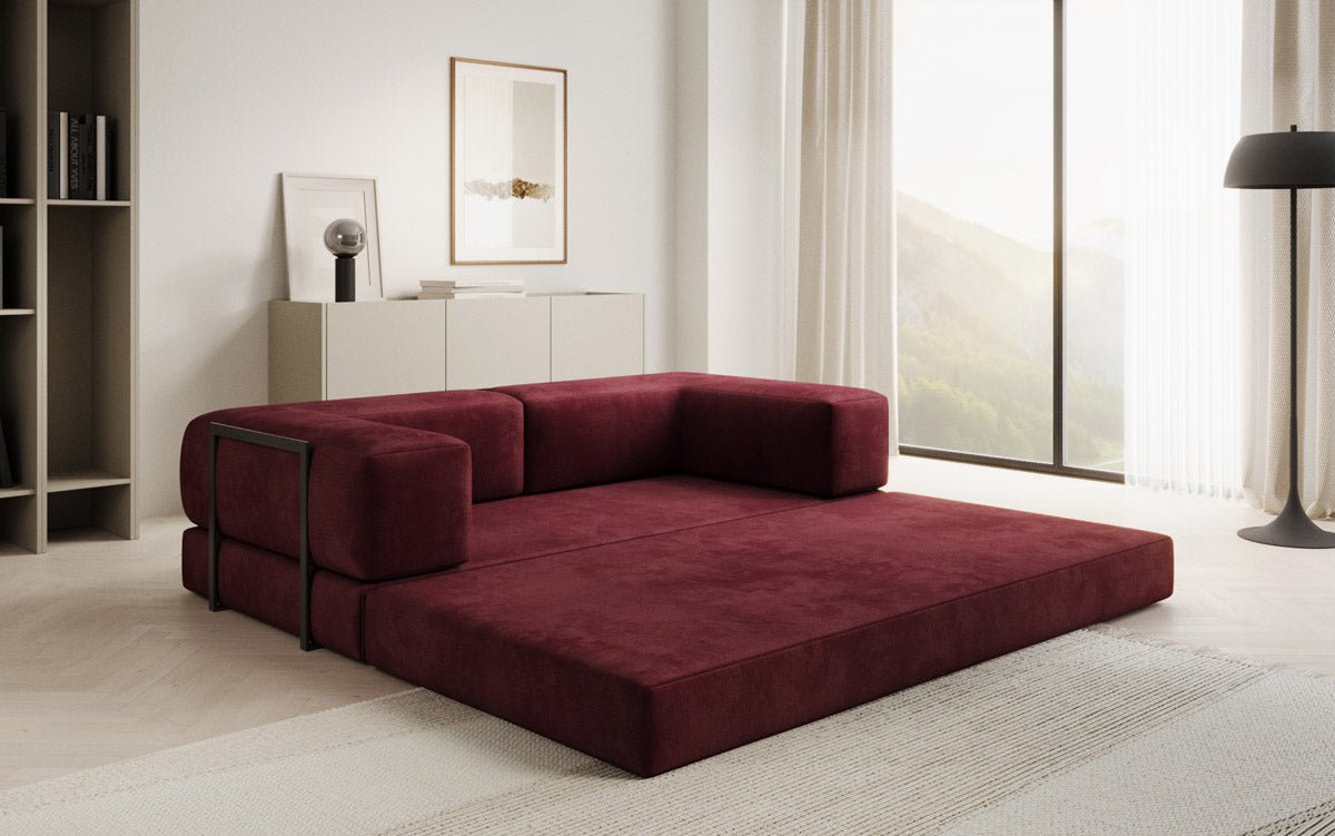 Lazy Spar-Set: 3-Sitzer + Hocker in Samt