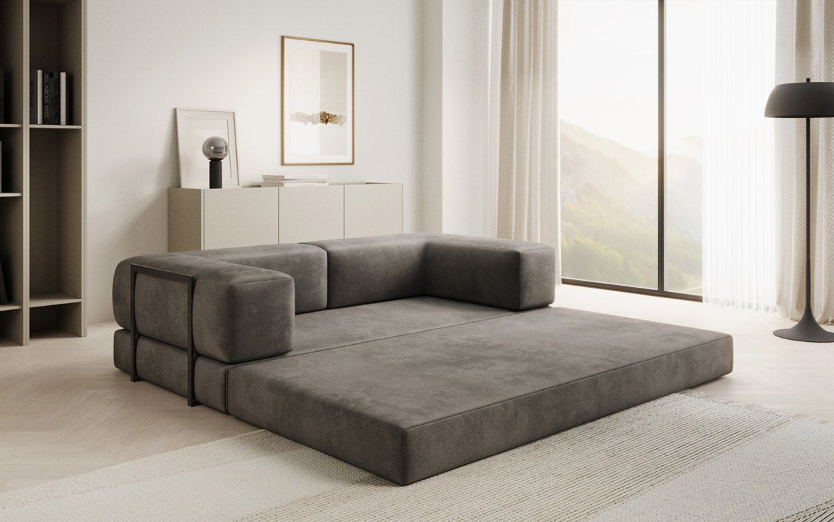 Lazy Spar-Set: 3-Sitzer + Hocker in Samt