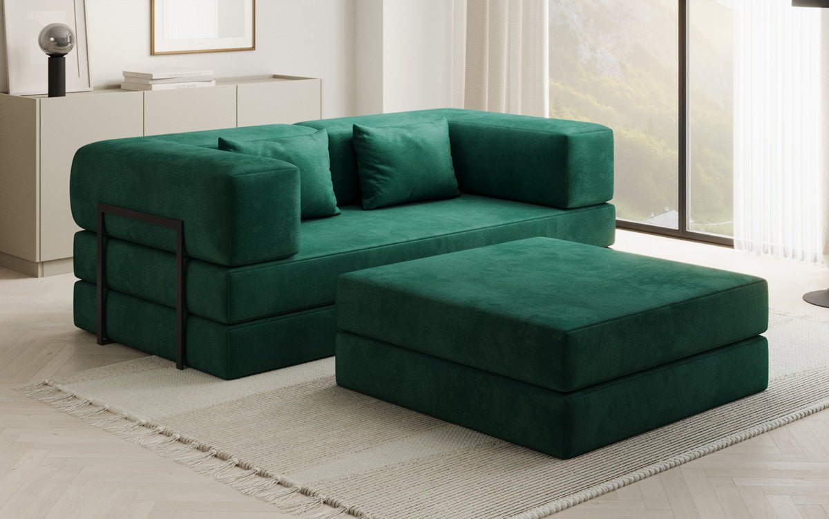 Lazy Spar-Set: 3-Sitzer + Hocker in Samt