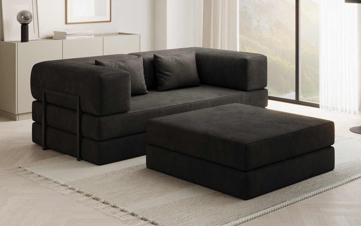Lazy Spar-Set: 3-Sitzer + Hocker in Samt