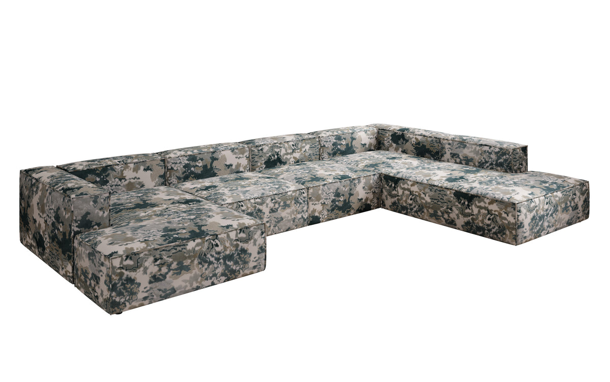 Designer Sofa Lesley U XXL - Jacquard mit Aquarell-Muster