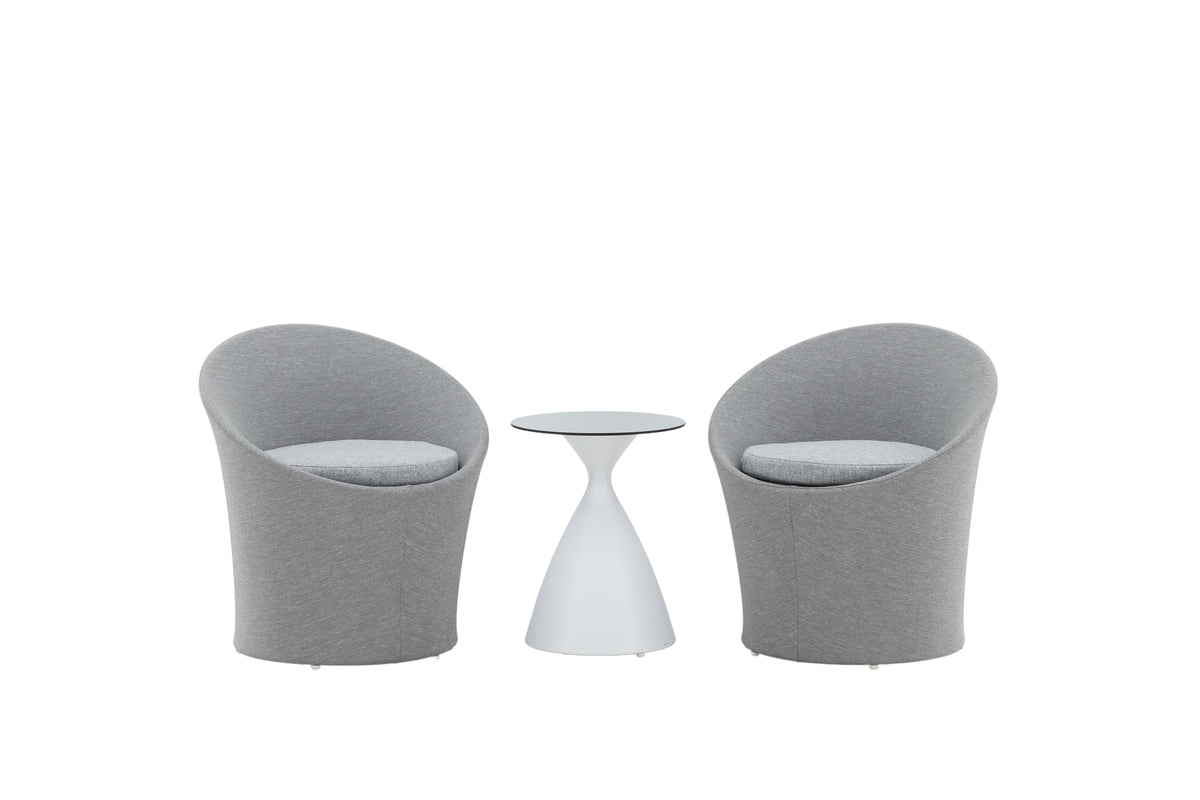 Loungeset Tanja - Grau/Weißes Set mit 2 Stühlen