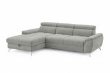 Designer Ecksofa Luno in Strukturstoff Hellgrau, Ottomane links