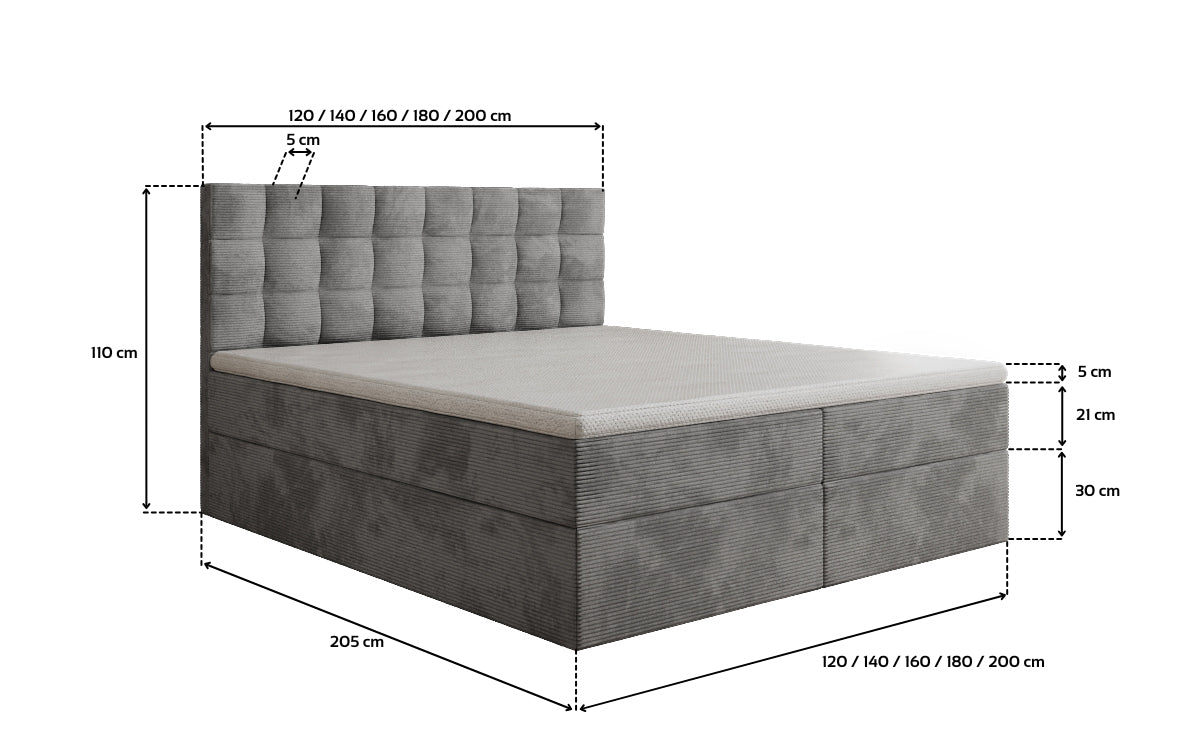 Boxspringbett Como an Cord mat Stauraum