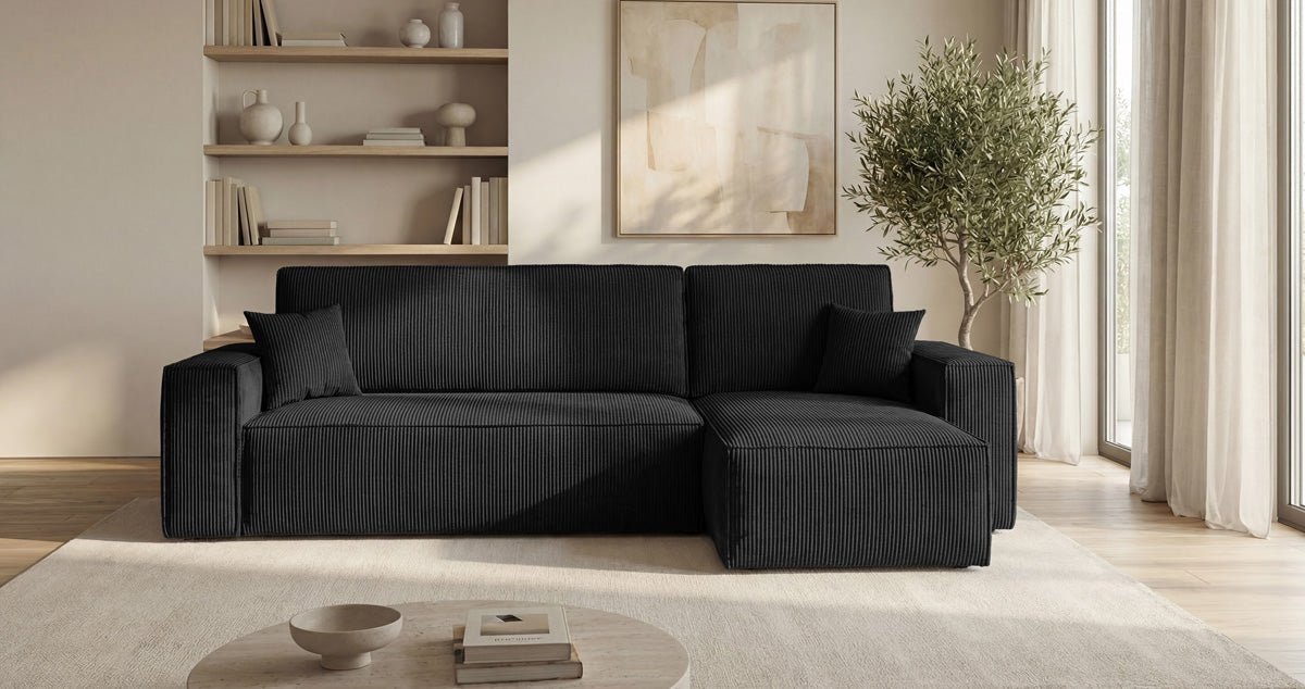 Designer-Sofa Lunaro Mini mat Schlof- a Klappfunktioun a Cord