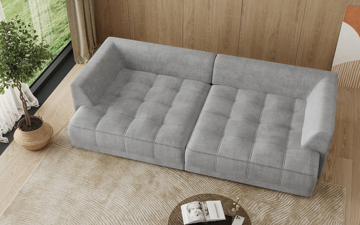 Designer grousst Sofa Nuvo aus Samett mat elektrescher Schloffunktioun
