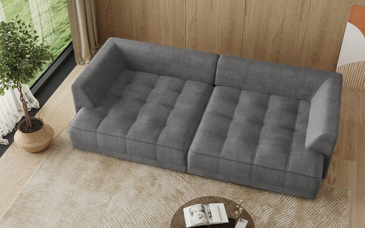Designer grousst Sofa Nuvo aus Samett mat elektrescher Schloffunktioun