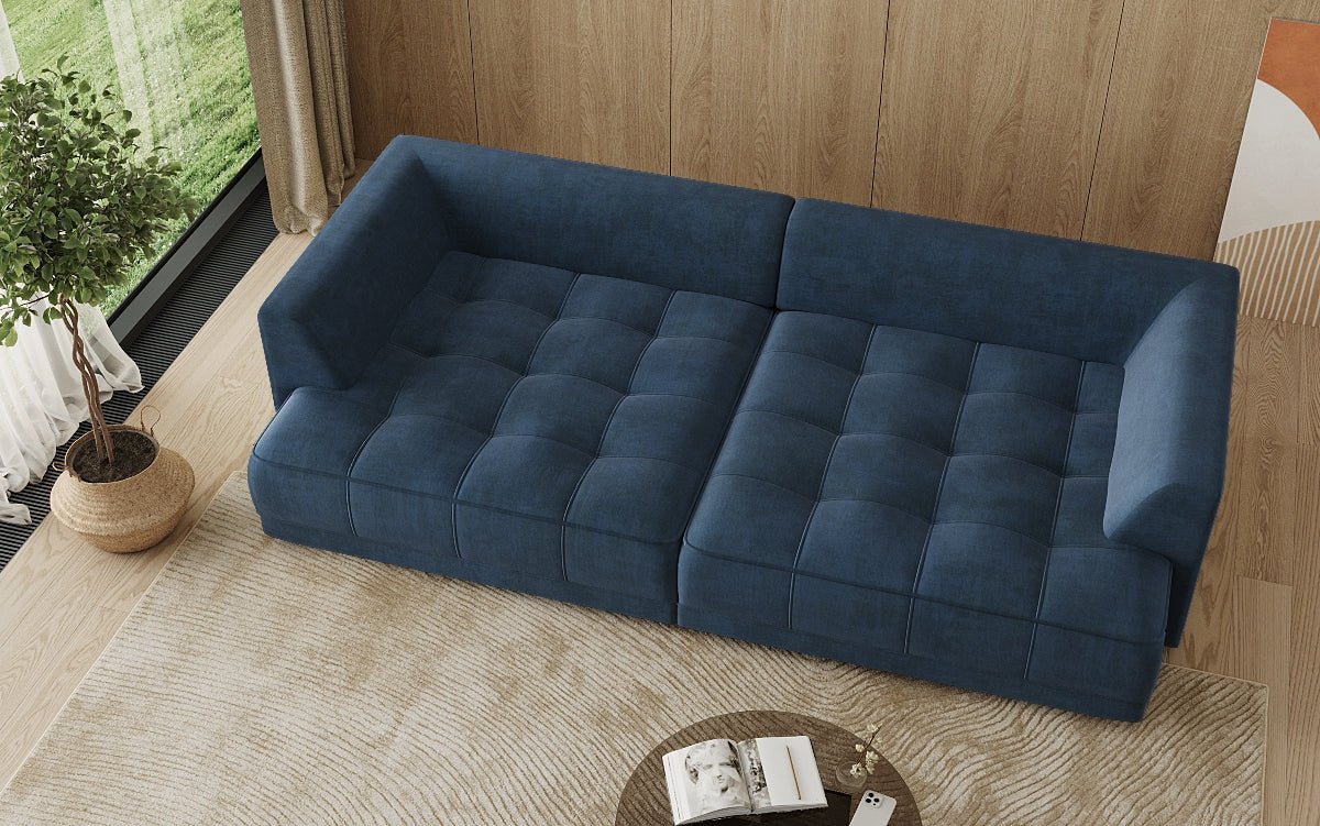 Designer grousst Sofa Nuvo aus Samett mat elektrescher Schloffunktioun