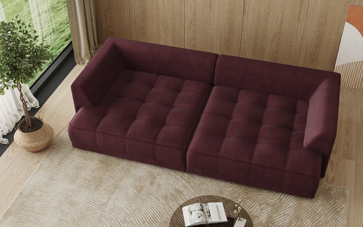 Designer grousst Sofa Nuvo aus Samett mat elektrescher Schloffunktioun