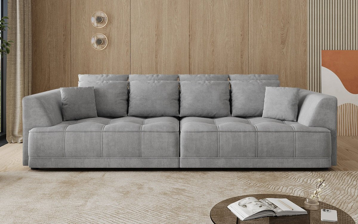 Designer grousst Sofa Nuvo aus Samett mat elektrescher Schloffunktioun