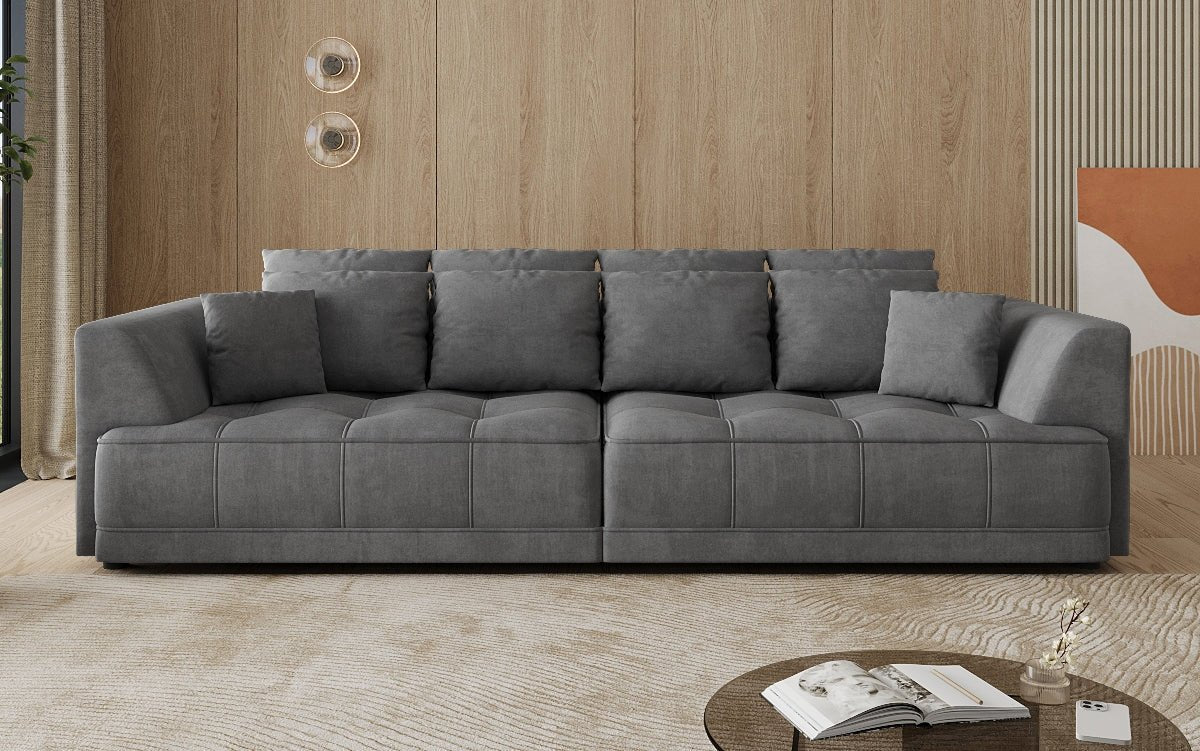 Designer grousst Sofa Nuvo aus Samett mat elektrescher Schloffunktioun