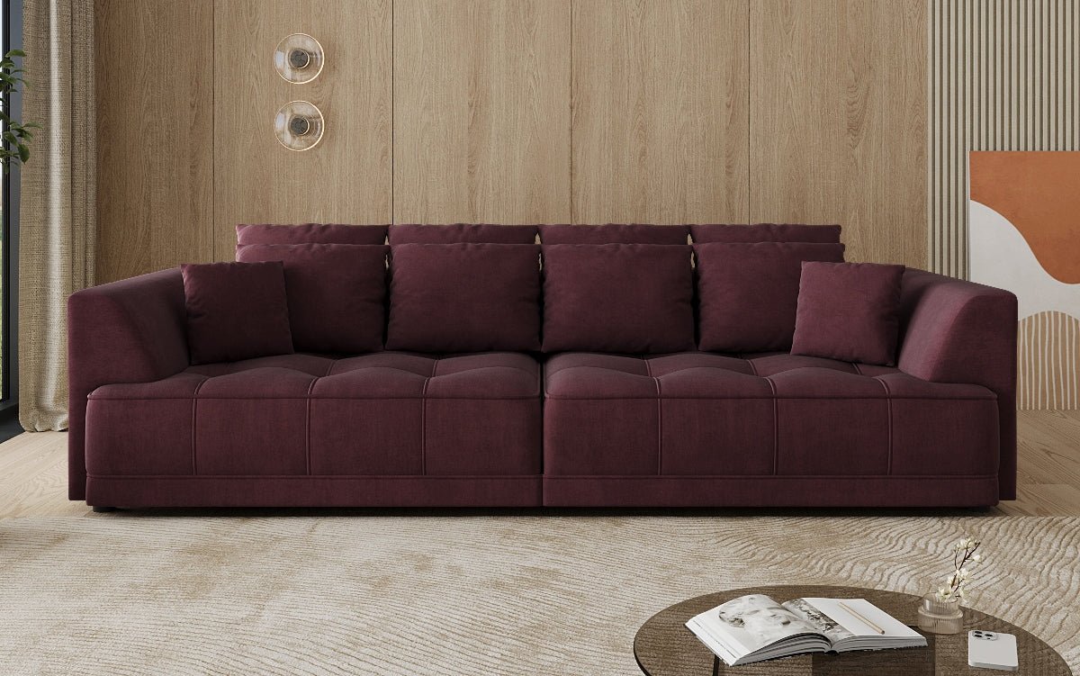 Designer grousst Sofa Nuvo aus Samett mat elektrescher Schloffunktioun