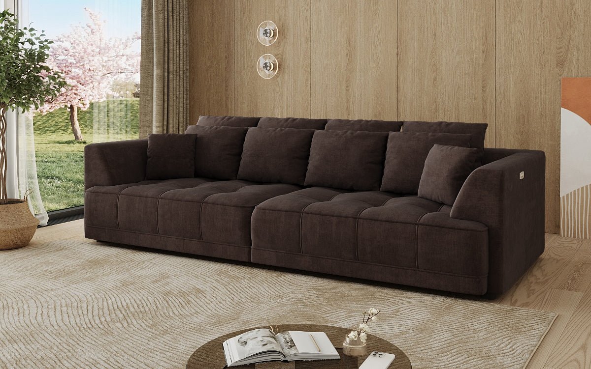 Designer grousst Sofa Nuvo aus Samett mat elektrescher Schloffunktioun