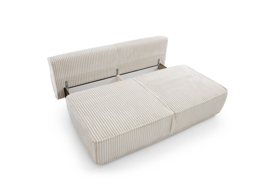 Designer Sofa Komma mat Schloffunktion an Stauraum