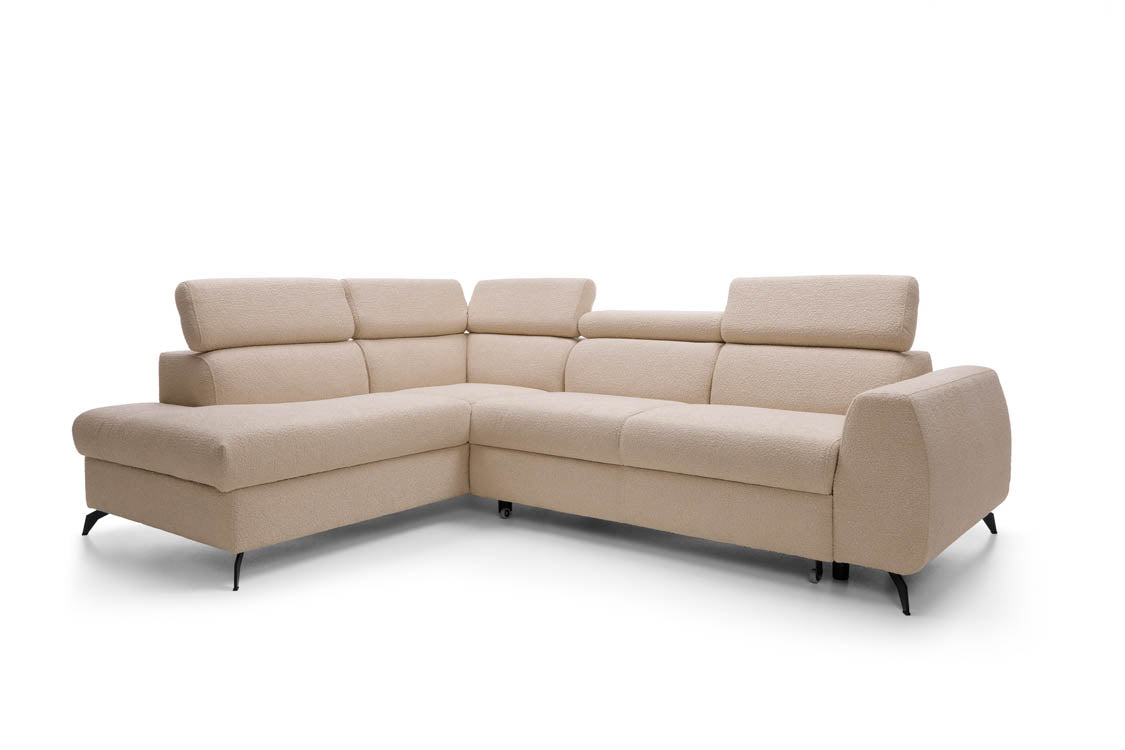 Designer Ecksofa Stille mat Schlof- a Klappfunktioun