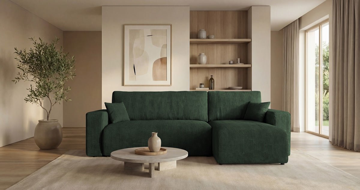 Designer-Sofa Calva mat Schlof- a Klappfunktioun a Cord