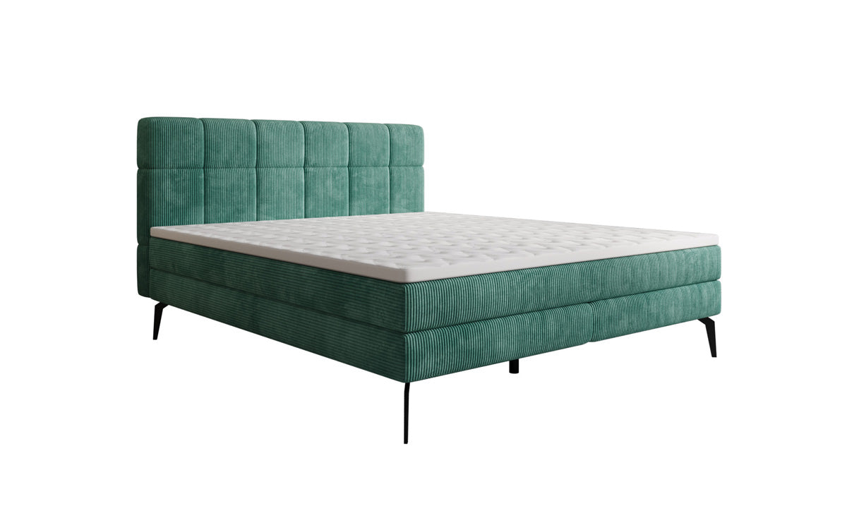 Boxspringbett Vera aus Cord mat héije Féiss