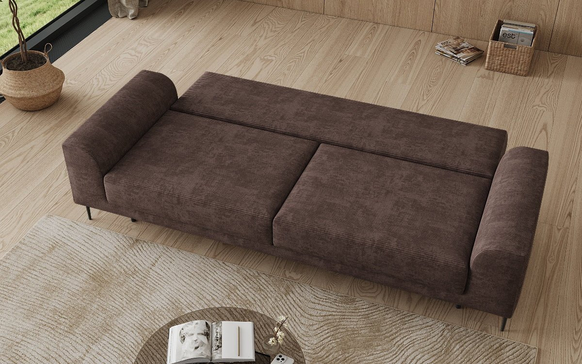 Designer-3-Sëtzer-Sofa Bloom a Cord mat Schloffunktioun a Stauraum