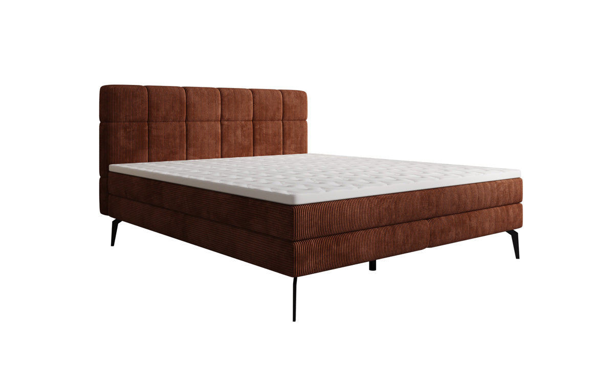 Boxspringbett Vera aus Cord mat héije Féiss