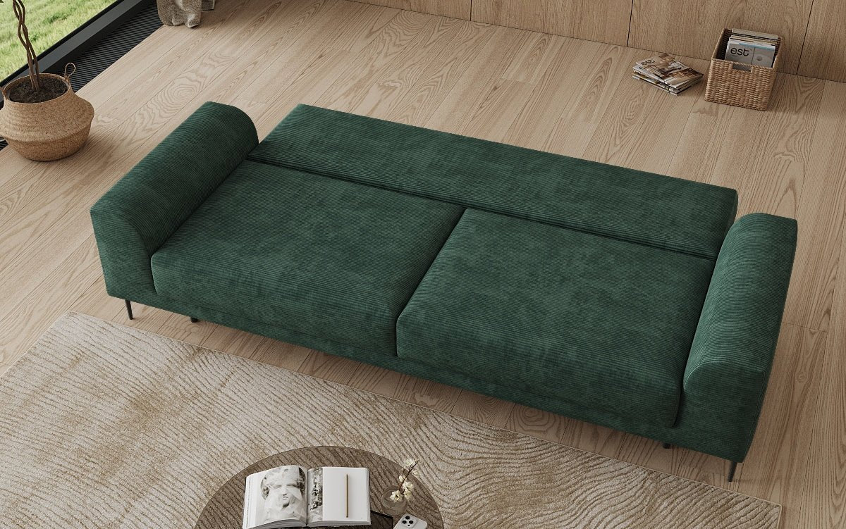 Designer-3-Sëtzer-Sofa Bloom a Cord mat Schloffunktioun a Stauraum