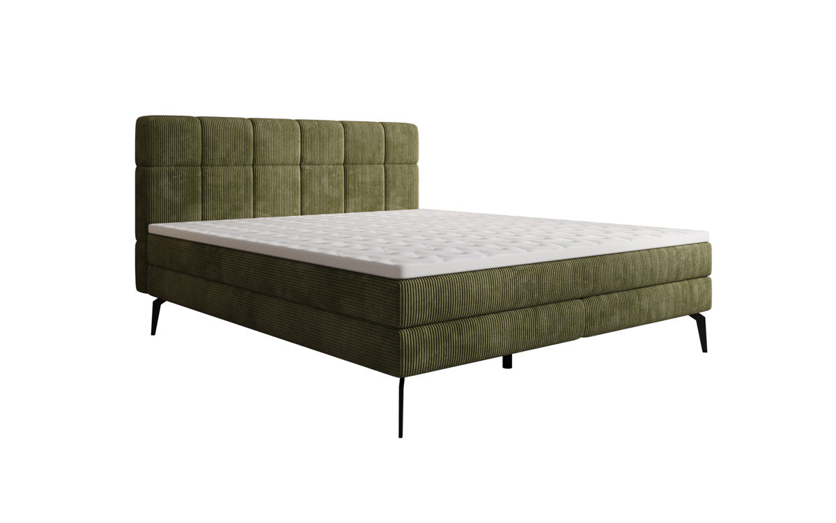 Boxspringbett Vera aus Cord mat héije Féiss