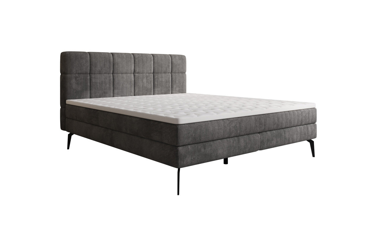 Boxspringbett Vera aus Cord mat héije Féiss