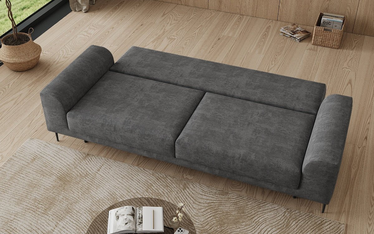 Designer-3-Sëtzer-Sofa Bloom a Cord mat Schloffunktioun a Stauraum