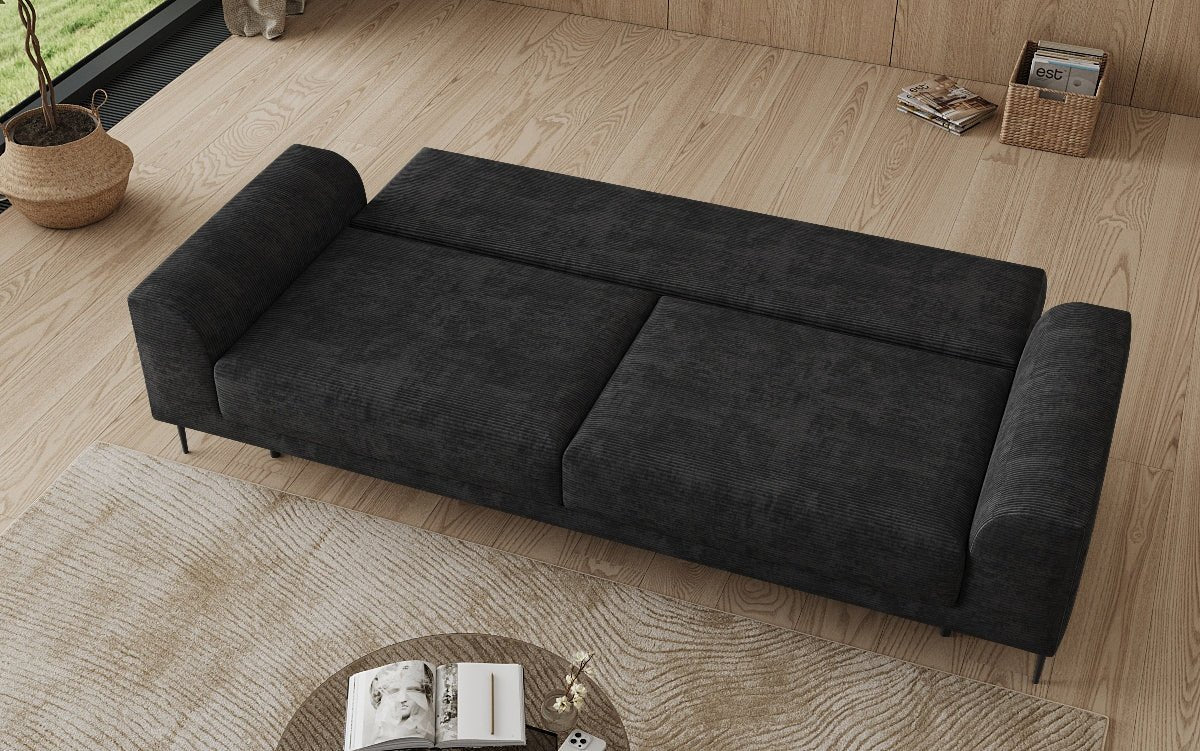 Designer-3-Sëtzer-Sofa Bloom a Cord mat Schloffunktioun a Stauraum