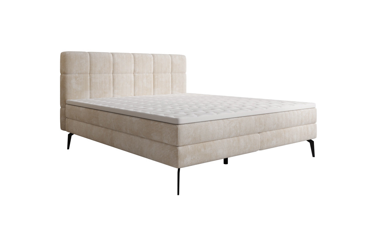 Boxspringbett Vera aus Cord mat héije Féiss