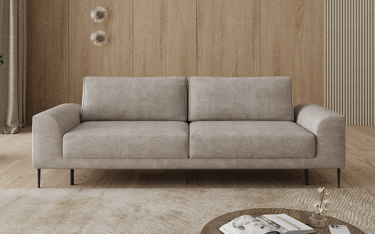 Designer-3-Sëtzer-Sofa Bloom a Cord mat Schloffunktioun a Stauraum