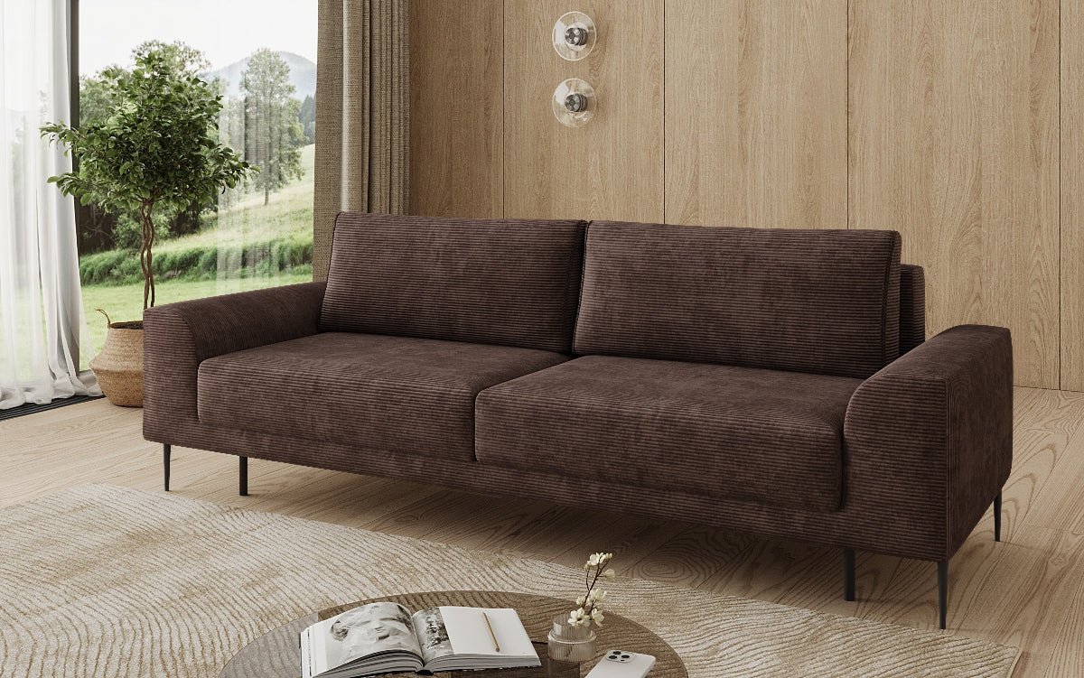 Designer-3-Sëtzer-Sofa Bloom a Cord mat Schloffunktioun a Stauraum