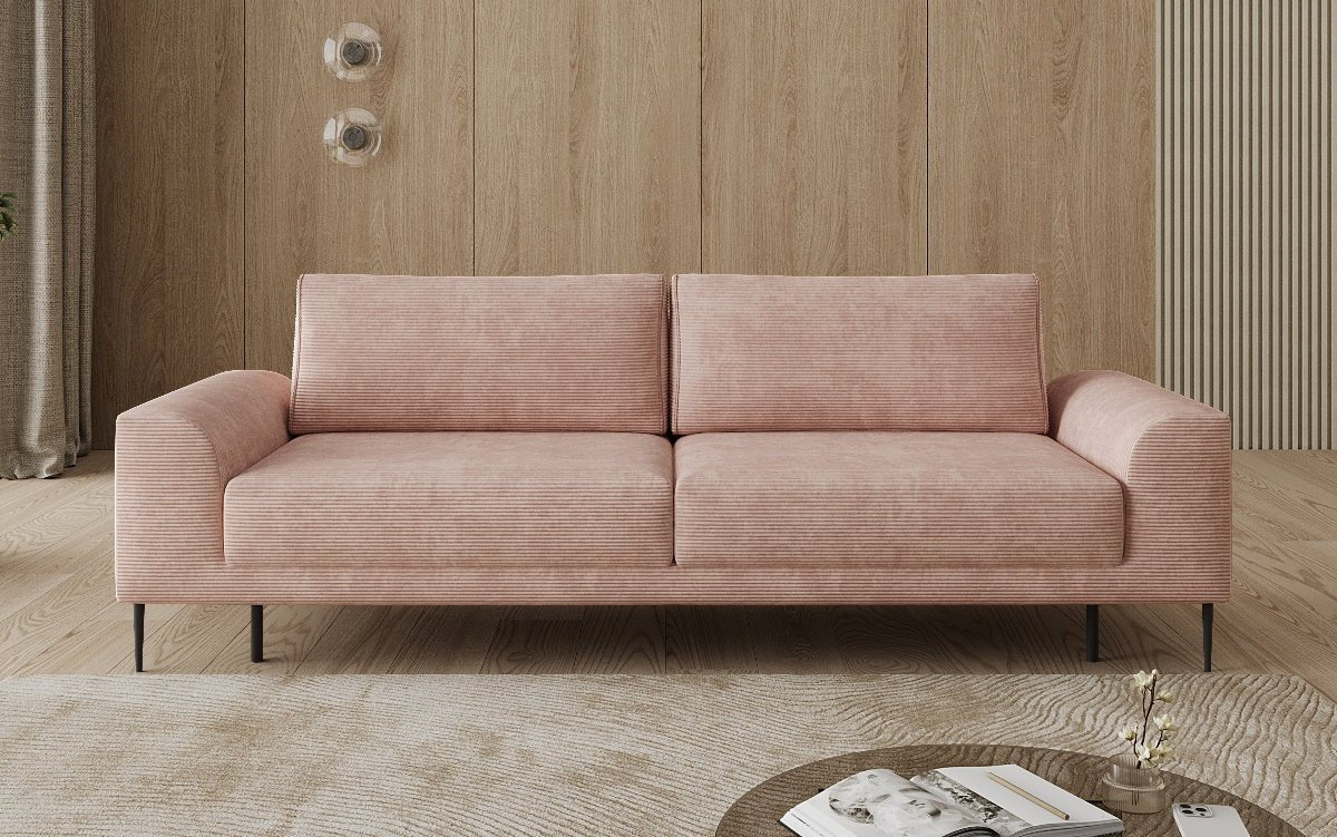 Designer-3-Sëtzer-Sofa Bloom a Cord mat Schloffunktioun a Stauraum