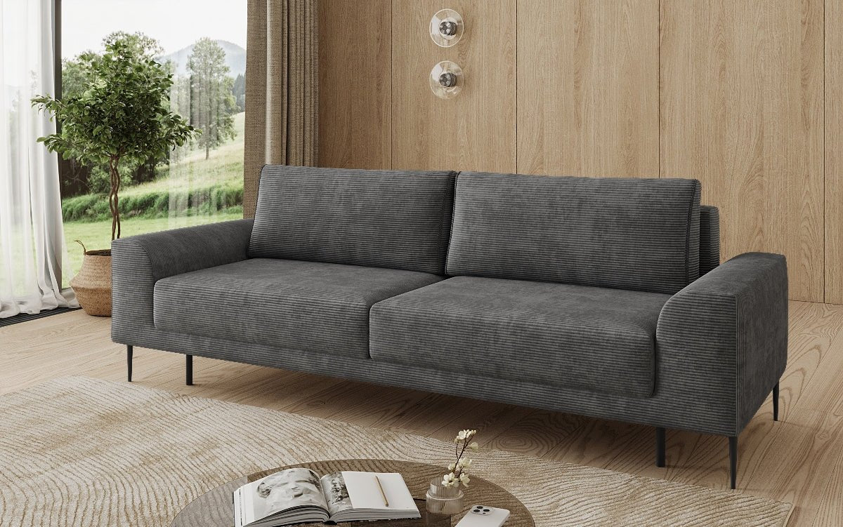 Designer-3-Sëtzer-Sofa Bloom a Cord mat Schloffunktioun a Stauraum