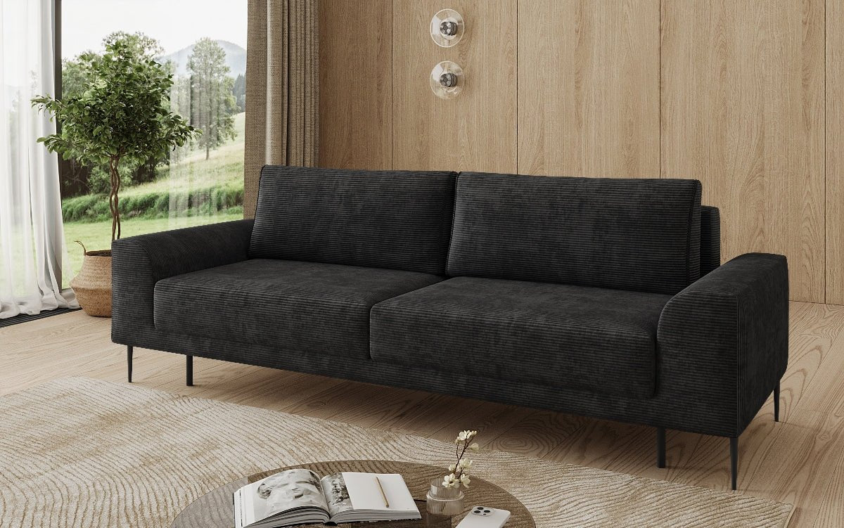 Designer-3-Sëtzer-Sofa Bloom a Cord mat Schloffunktioun a Stauraum