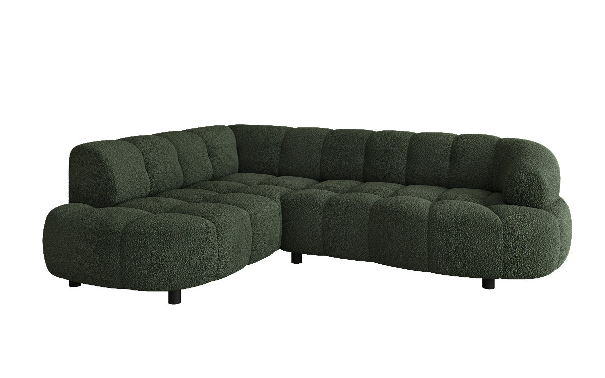 Designer Sofa Olivia Mini in Teddy Bouclé mit elektrischer Sitzerweiterung