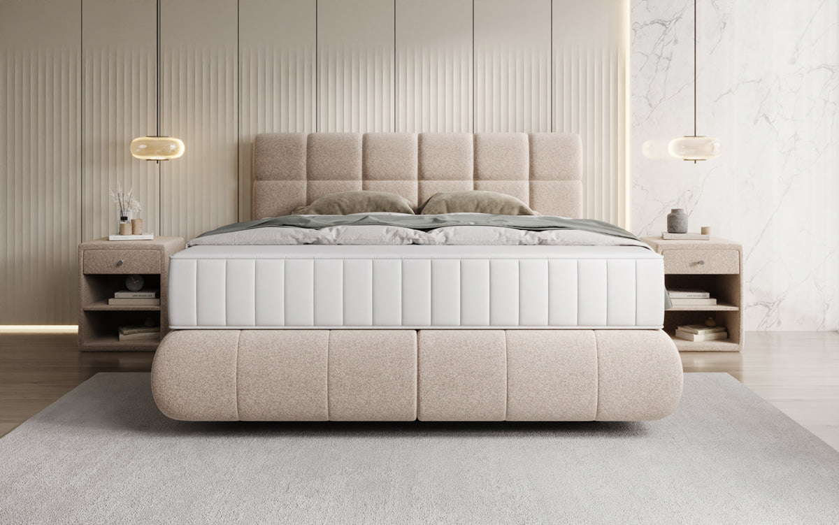 Boxspringbett Nala a Strukturstoff mat Schwiew-Optik