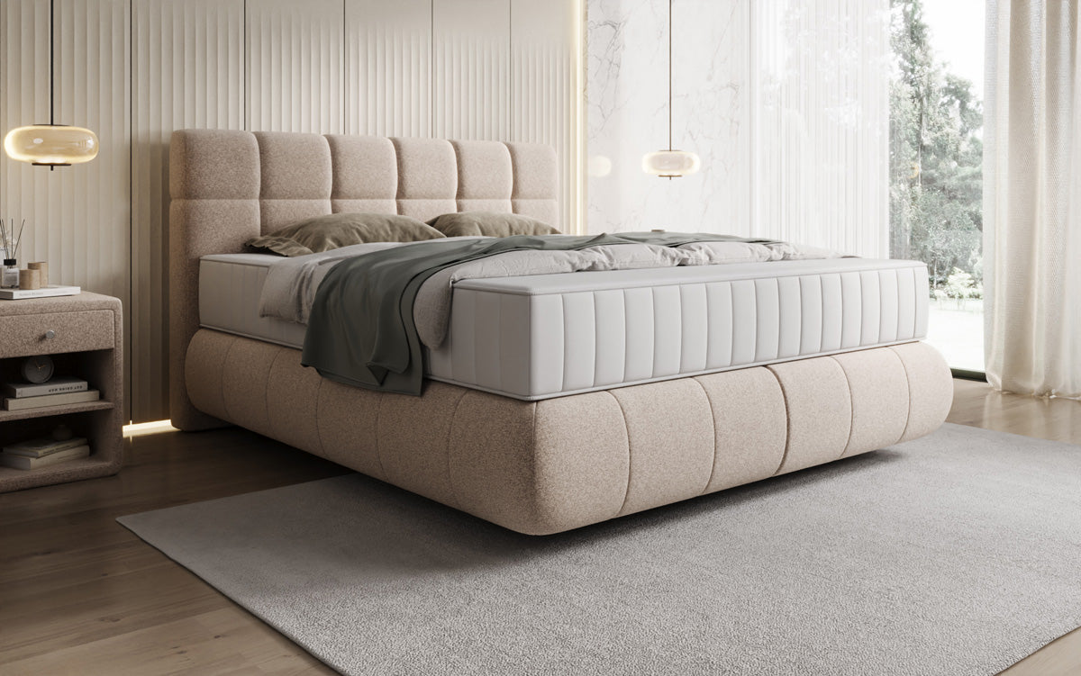 Boxspringbett Nala a Strukturstoff mat Schwiew-Optik