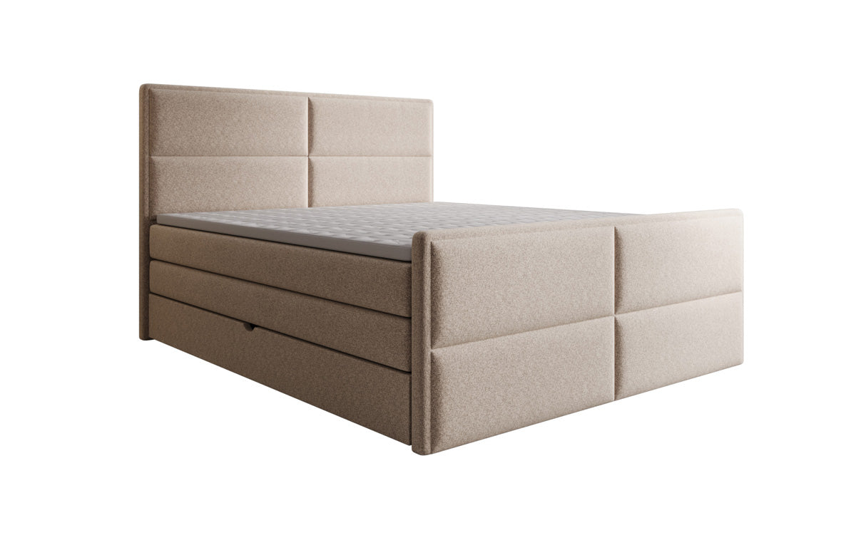 Boxspringbett Viola aus Strukturstoff mat Stauraum