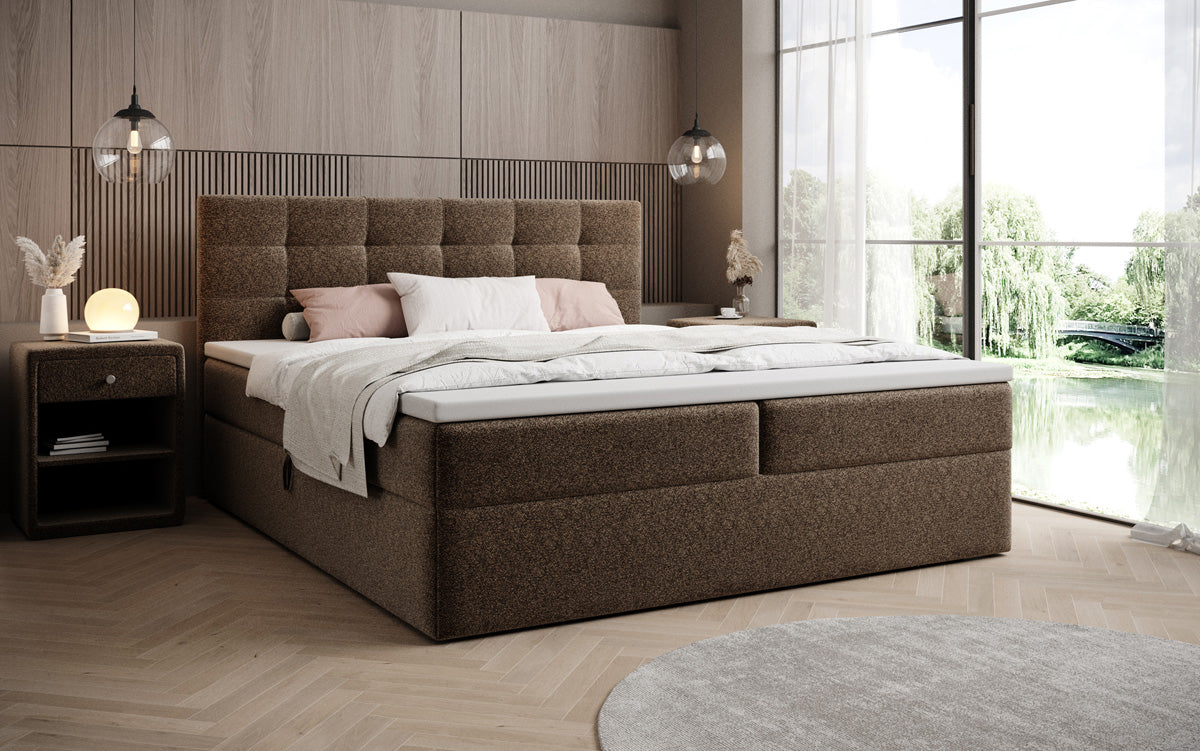 Boxspringbett Lux a Strukturstoff mat Stauplaz