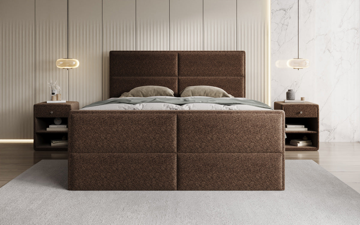 Boxspringbett Viola aus Strukturstoff mat Stauraum