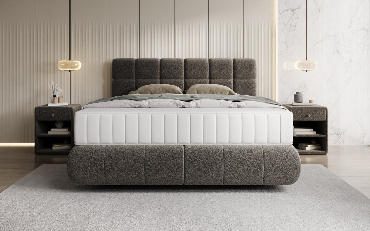 Boxspringbett Nala a Strukturstoff mat Schwiew-Optik