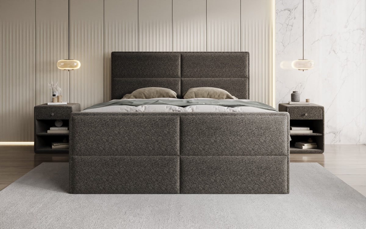 Boxspringbett Viola aus Strukturstoff mat Stauraum