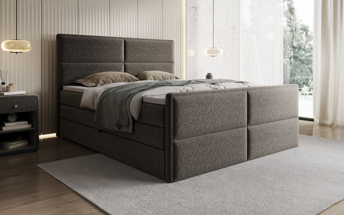 Boxspringbett Viola aus Strukturstoff mat Stauraum