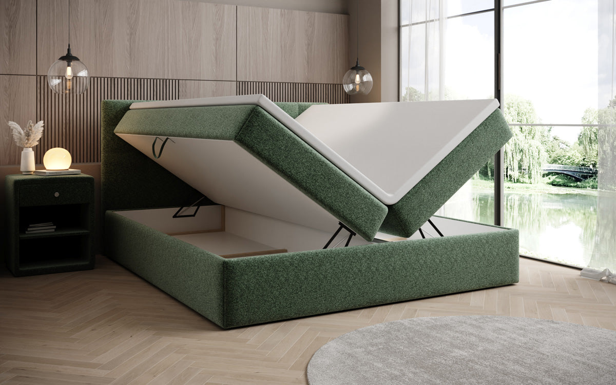 Boxspringbett Lux a Strukturstoff mat Stauplaz