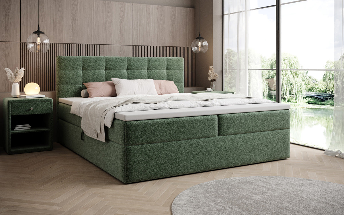 Boxspringbett Lux a Strukturstoff mat Stauplaz