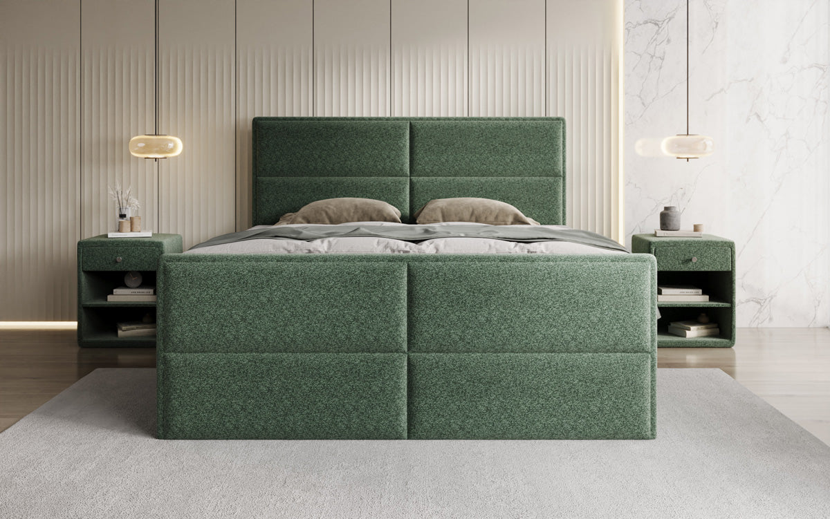 Boxspringbett Viola aus Strukturstoff mat Stauraum