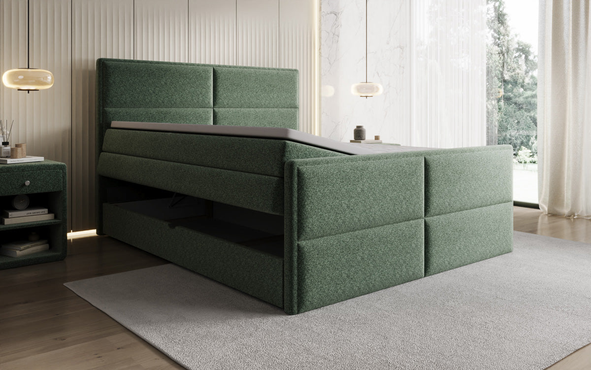 Boxspringbett Viola aus Strukturstoff mat Stauraum